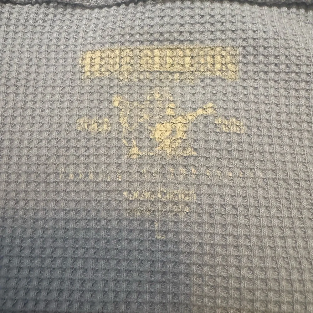 True Religion Brand‎ Jeans Gray Waffle Knit Henley Thermal Y2K USA L